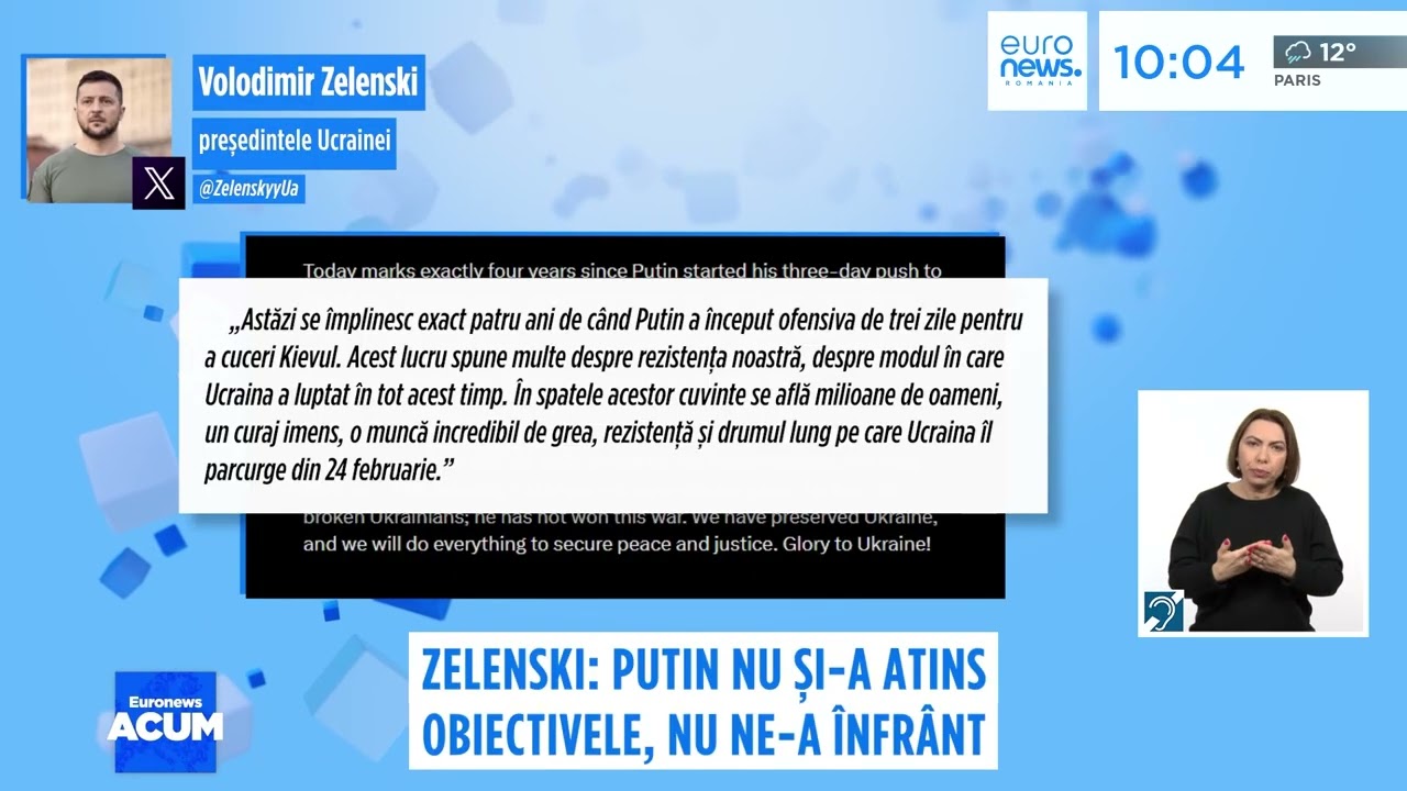 Mesajul lui Zelenski, după 4 ani de război cu Rusia: „Un curaj imens, o muncă incredibil de grea”