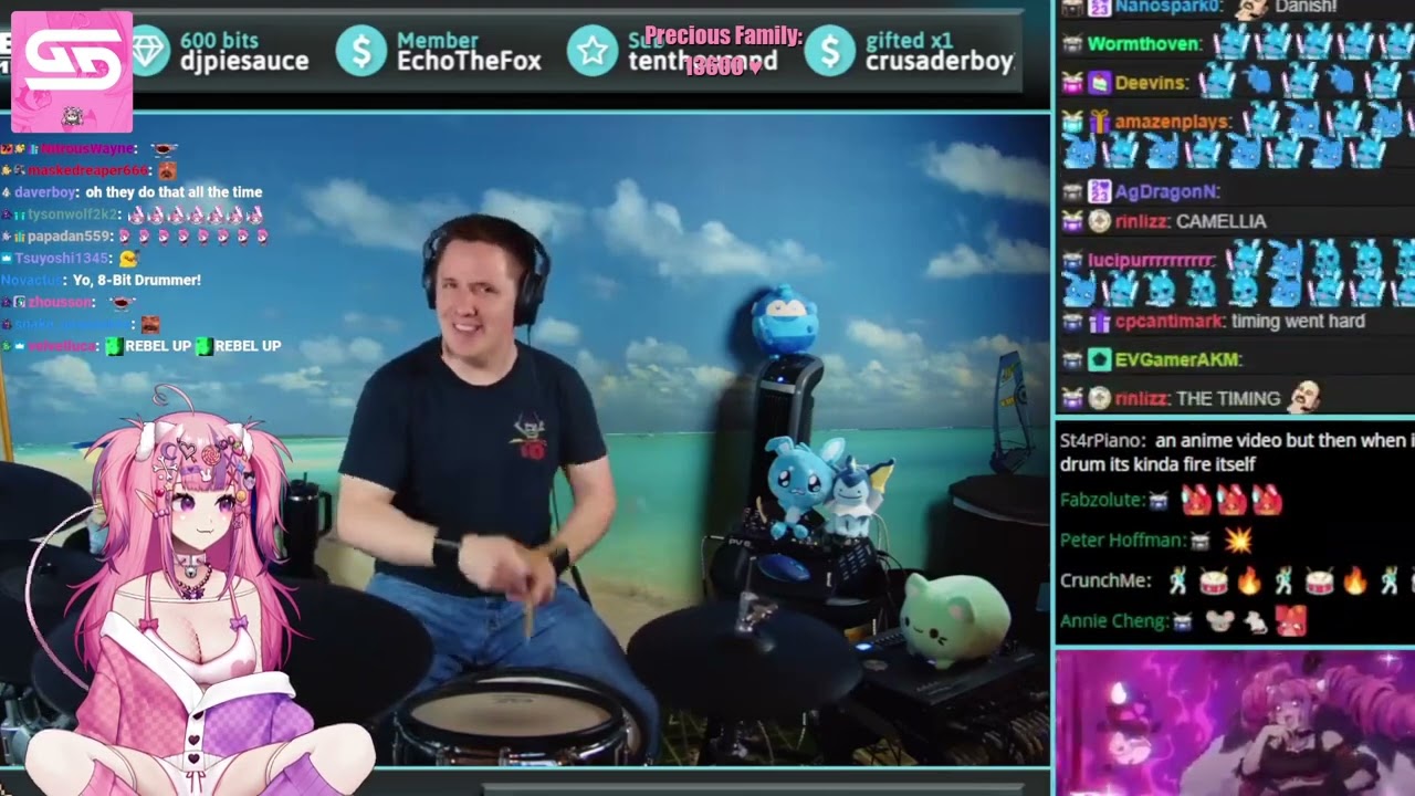 Ironmouse reacts to The8BitDrummer playing Rodents Kingdom - Ironmouse & Camellia