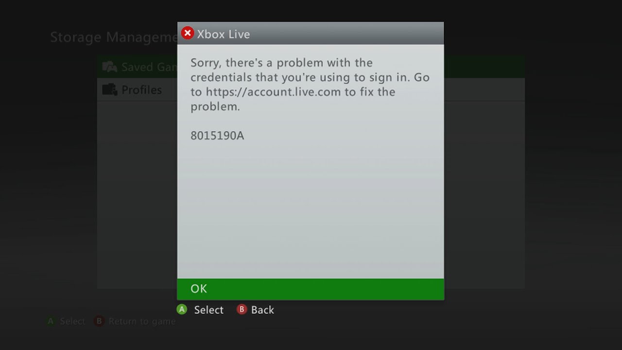 Microsoft's Advice Is Worthless! Xbox Live Error Code 8015190A Killed My Account!