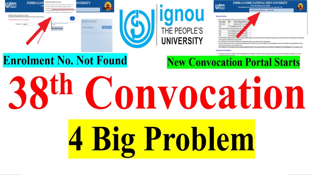 😮IGNOU 38th Convocation 4 Big Problem | Enrolment No.Not Found | Solution for All IGNOU Students