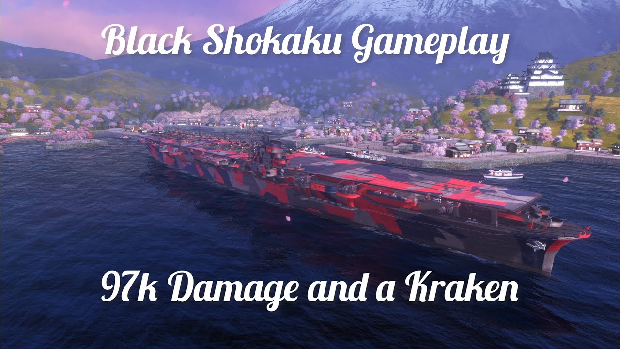 World of Warships Blitz: Black Shokaku 97k damage gameplay with kraken #2