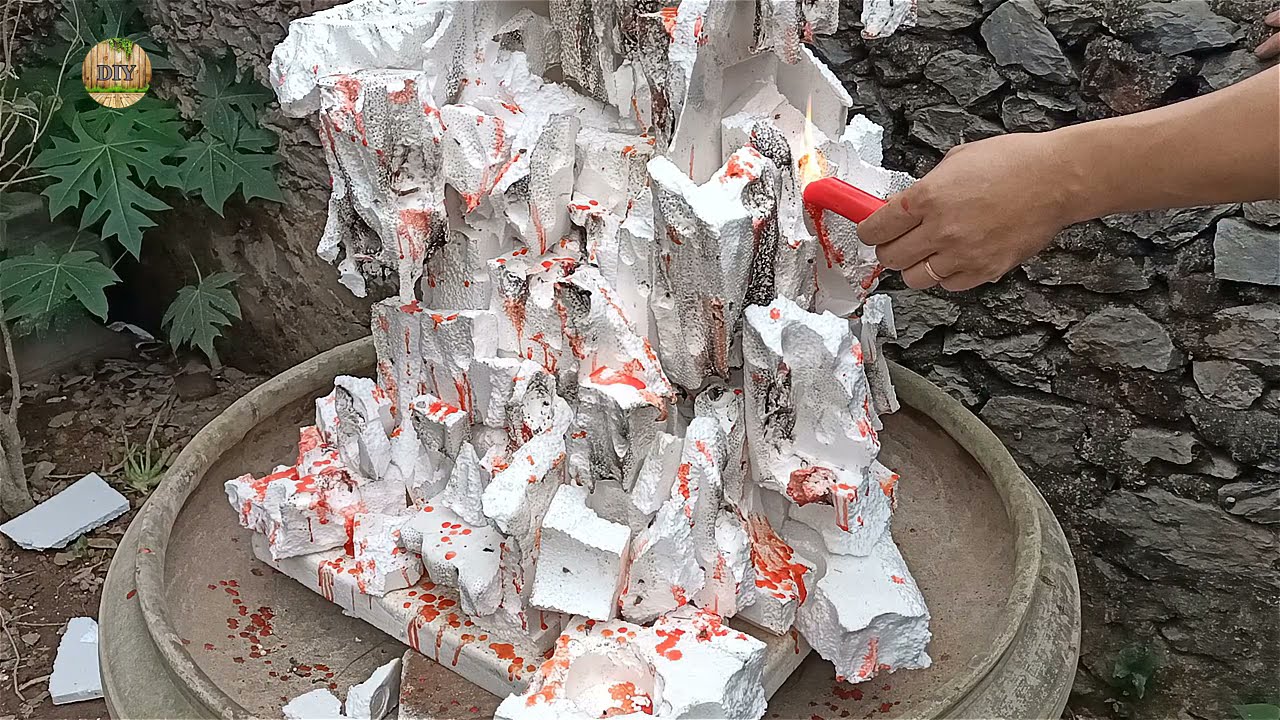 DIY | create mountains and create waterfalls from cement and foam