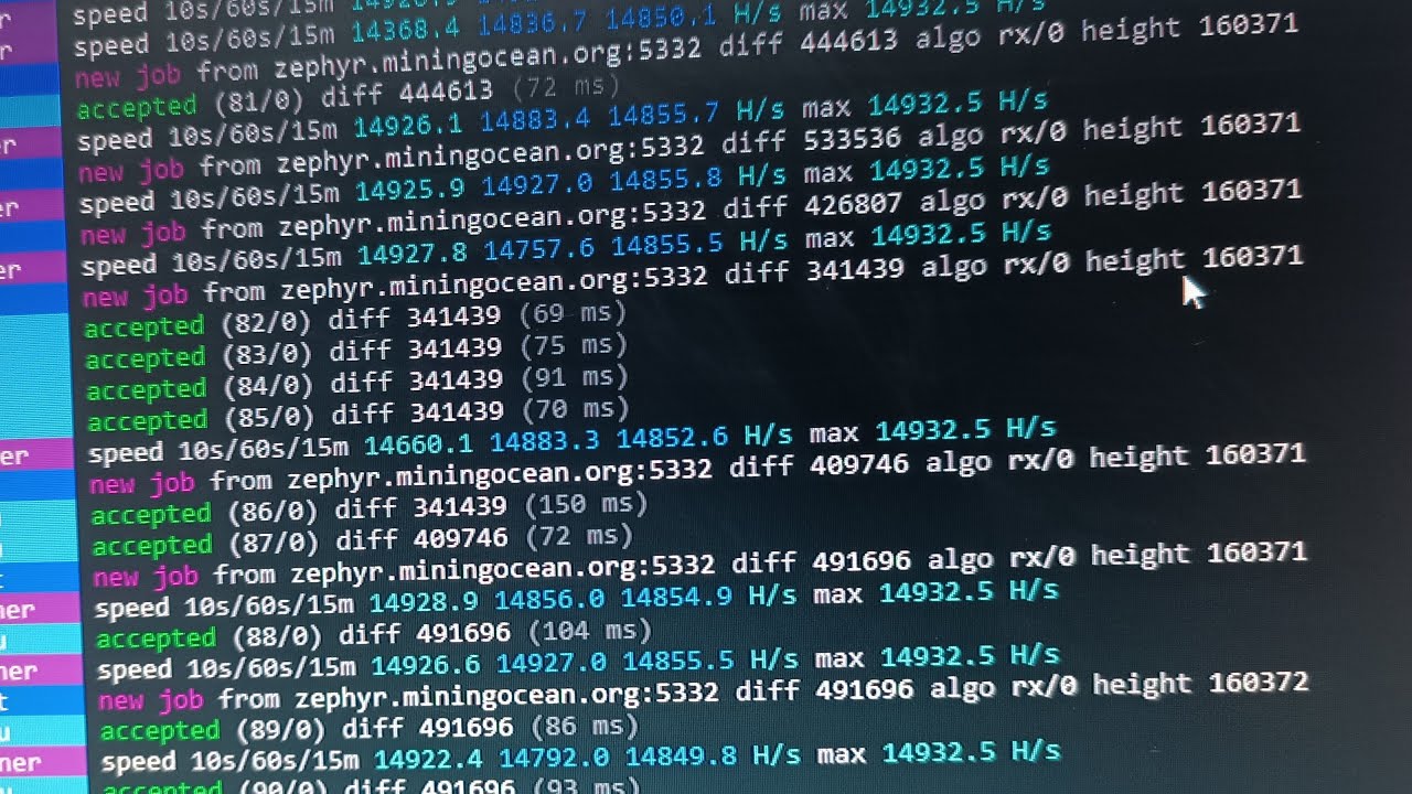 Zephyr майнинг Xeon E5-2683v4. 15kH/S. Итоговые настройки и данные