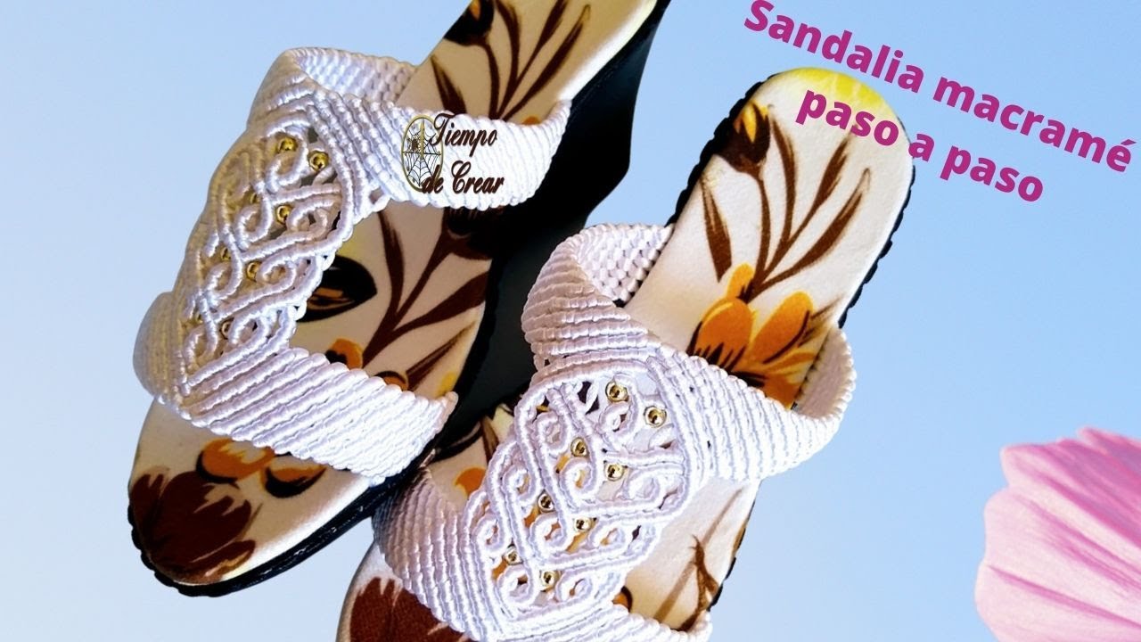 SANDALIA EN MACRAMÉ modelo sara en plataforma blanca