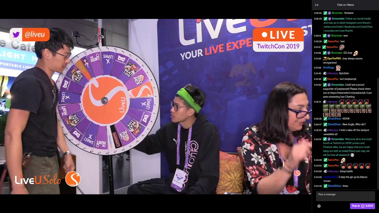 20190929 yetieater completes the dare at the LiveU booth at TwitchCon 2019 and meets JoeyKaotyk