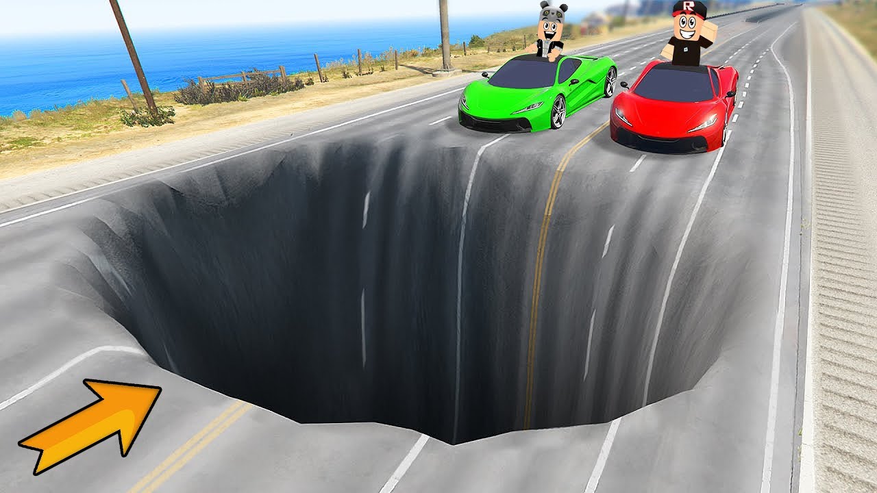 Heronpuppy ve Panda DEV &Ccedil;ukurdan Araba ile Ge&ccedil;iyor ! - BeamNG Drive