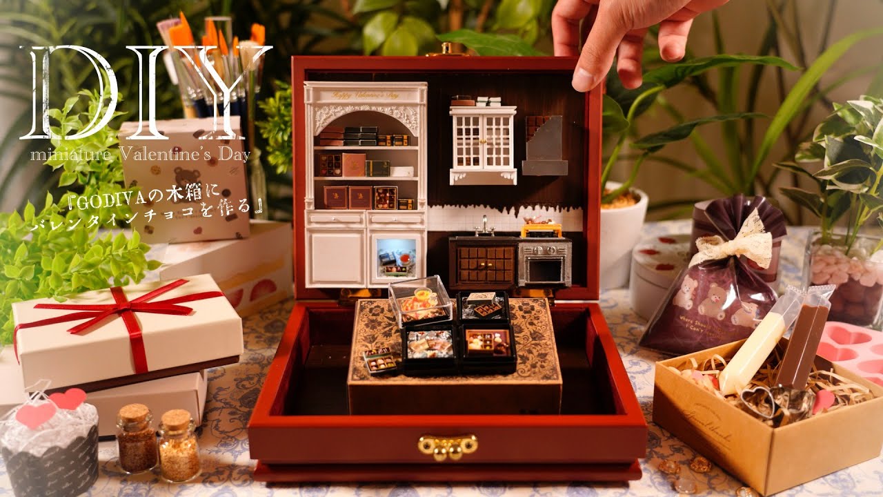 DIY☺︎バレンタインなのでGODIVAの木箱をリペイントしてチョコレートを沢山つくる。