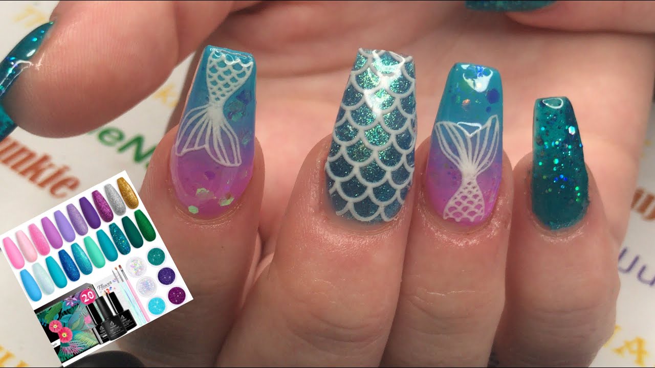 Beetles gel polish Mermaid 🧜🏽‍♀️ kit |My first time | watch me work | Ombré nails