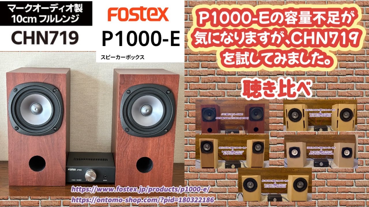 【マークオーディオ製10cmスピーカーユニットCHN719】容量不足が気になりますがFOSTEX製エンクロージャーP1000-Eで試す【マークオーディオ 聴き比べ】