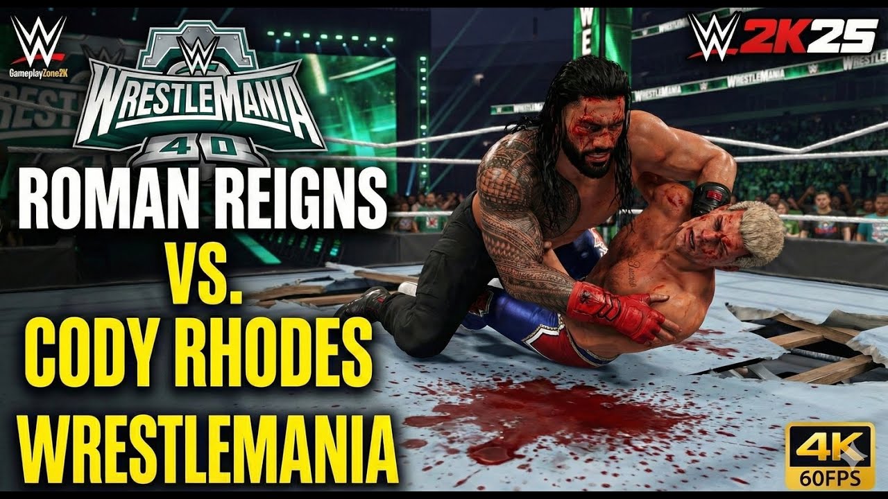 THE REMATCH! Roman Reigns vs Cody Rhodes | WWE 2K25 WrestleMania Gameplay [Ultra Realistic]