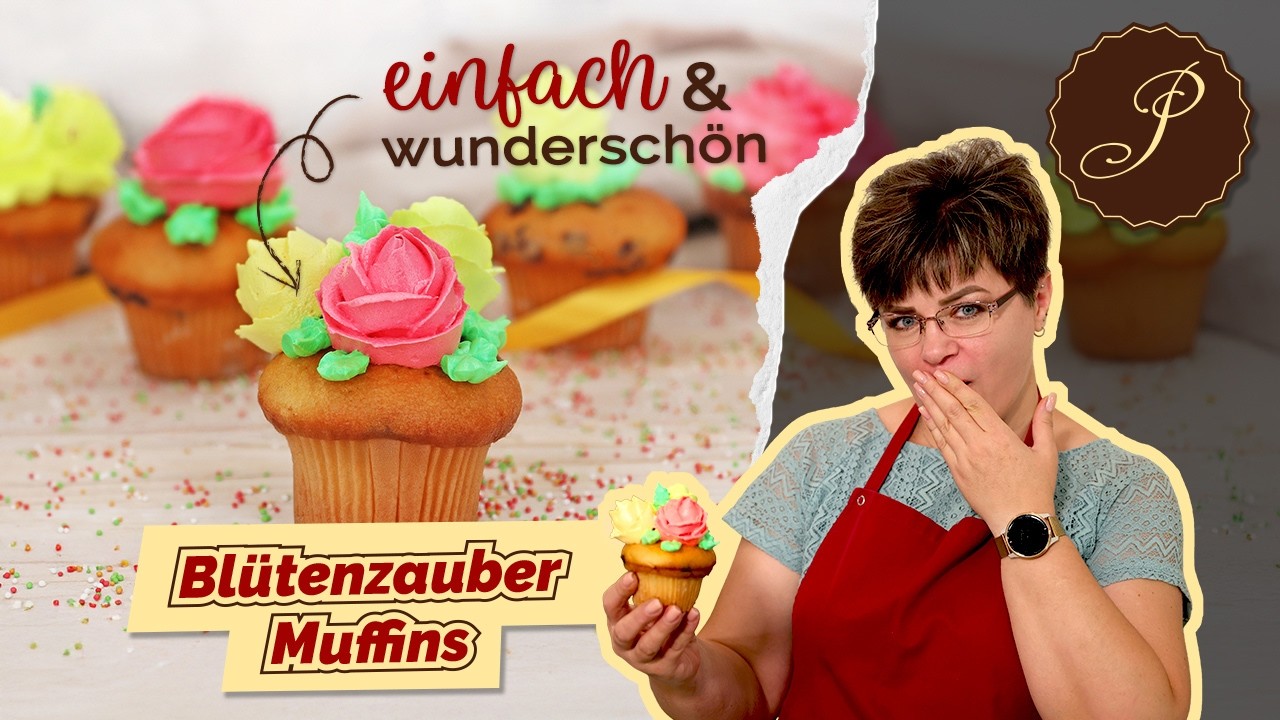 Blütenzauber Muffins 🌸✨ Einfache Eiweißcreme-Blumen in 3 Designs | Wunderschöne Cupcake Deko