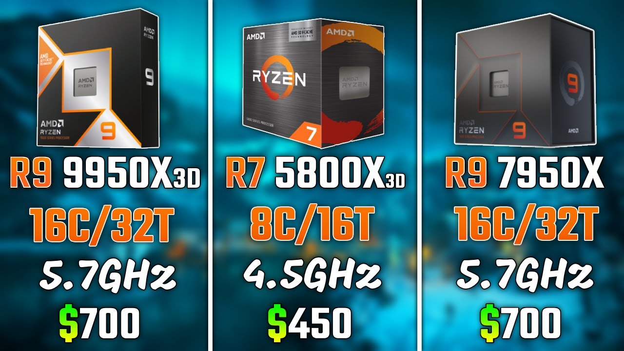 RYZEN 9 9950X3D vs RYZEN 7 5800X3D vs RYZEN 9 7950X | Test in 6 Games