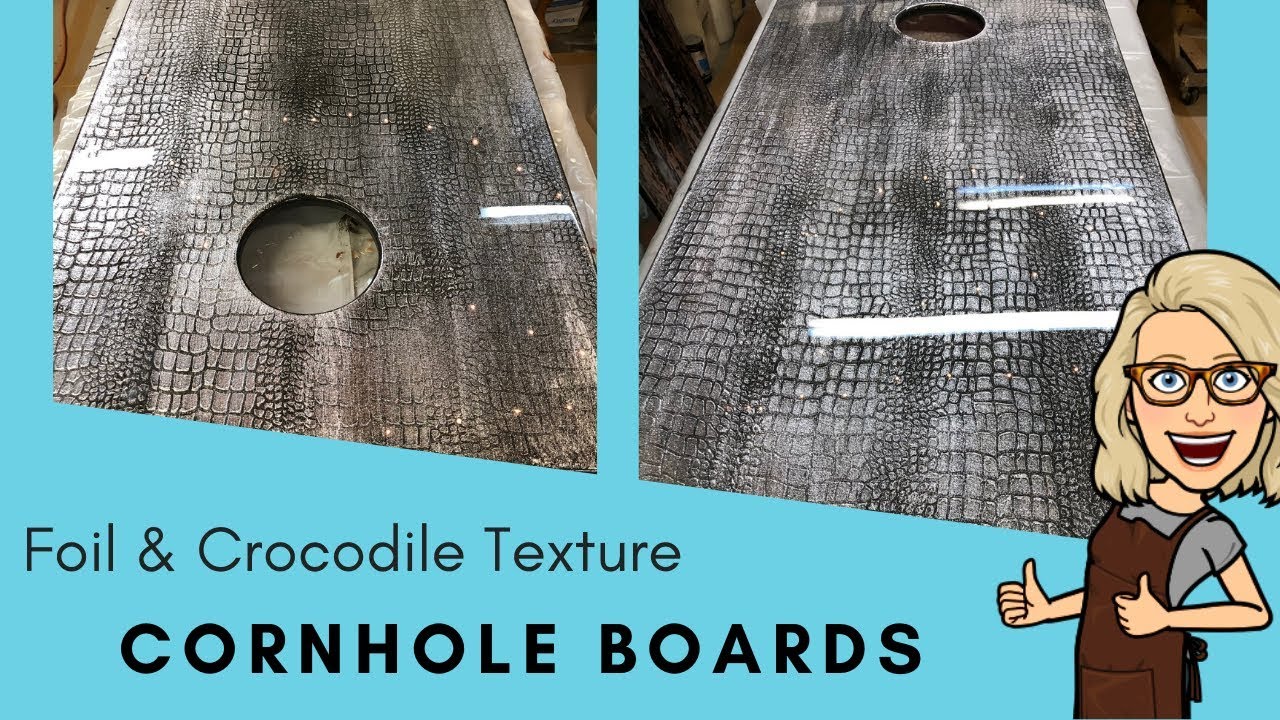 Crocodile & Foil Finish Epoxy Cornhole Board