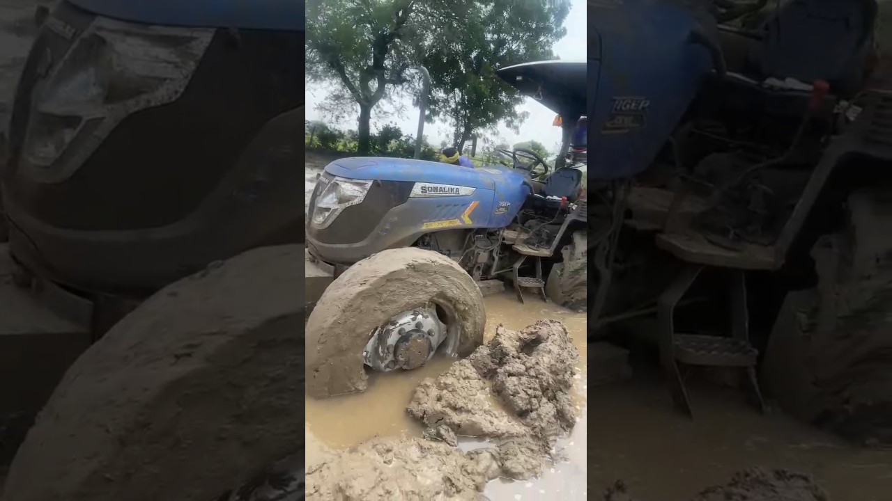 Tractor fas gaya 😨 Sonalika 4x4 #sonalika #4x4 #4wd #tractor #trending #viral #farming