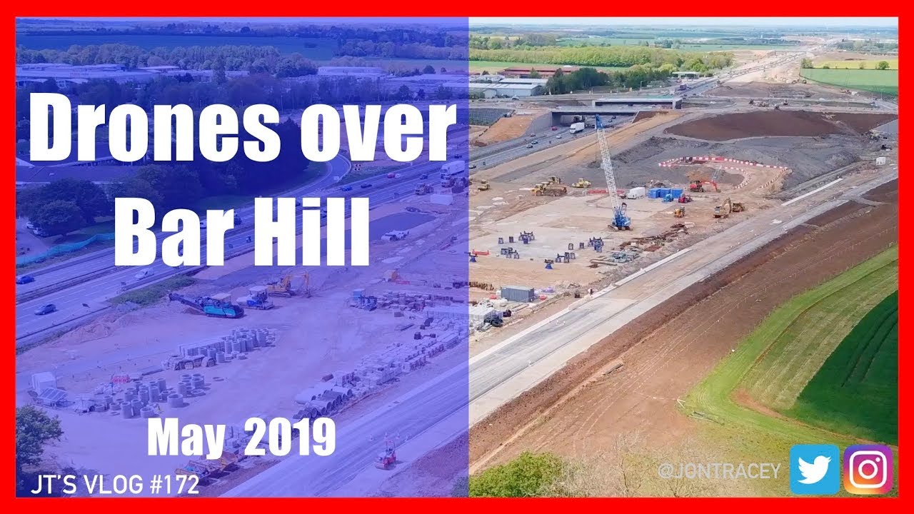 Drones over Bar Hill - Building the new A14 - May  2019