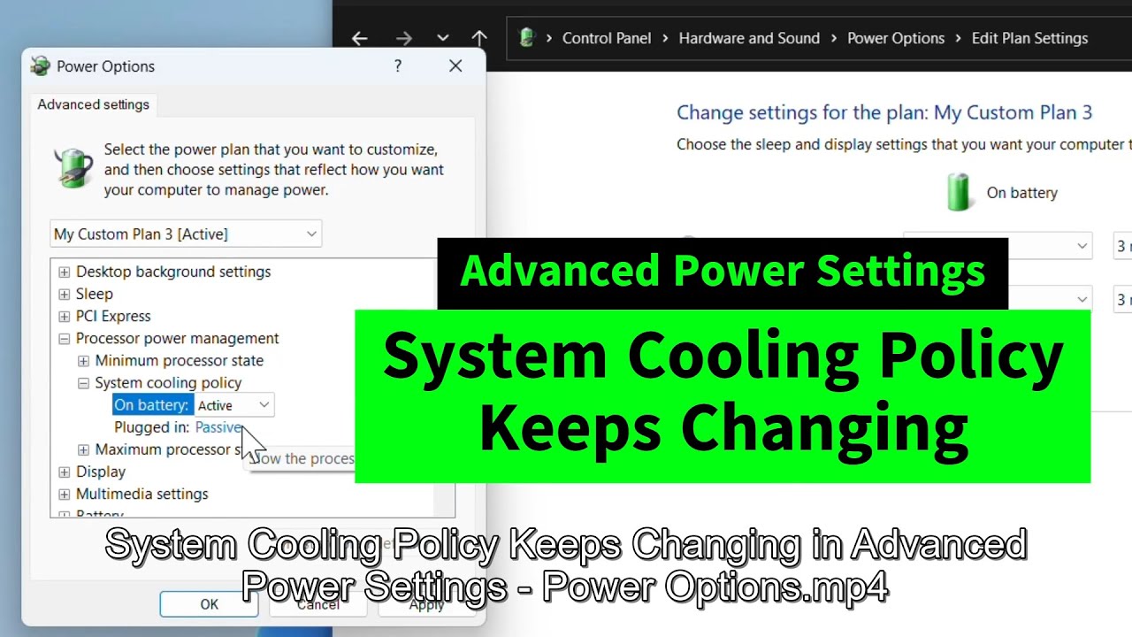 System Cooling Policy Keeps Changing in Advanced Power Settings   Power Options