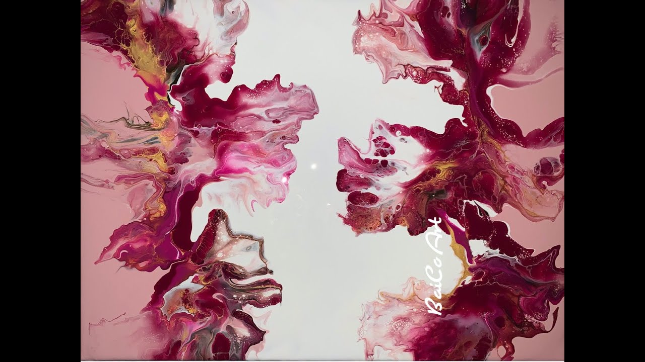 # 19 Dutch Pour Technique | Acrylic Pouring | Mini Leaf Blower | Pink and Delicate | Fluid Art