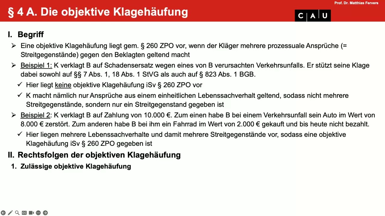 Vertiefung ZPO I – Folge 08 (Klagehäufung und Streitgenossenschaft; Prozessvergleich)