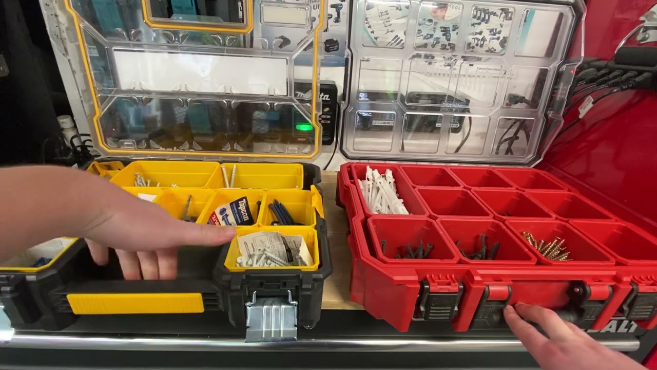 Dewalt VS Milwaukee Parts Bin Compartment Organizers! Who makes the best?