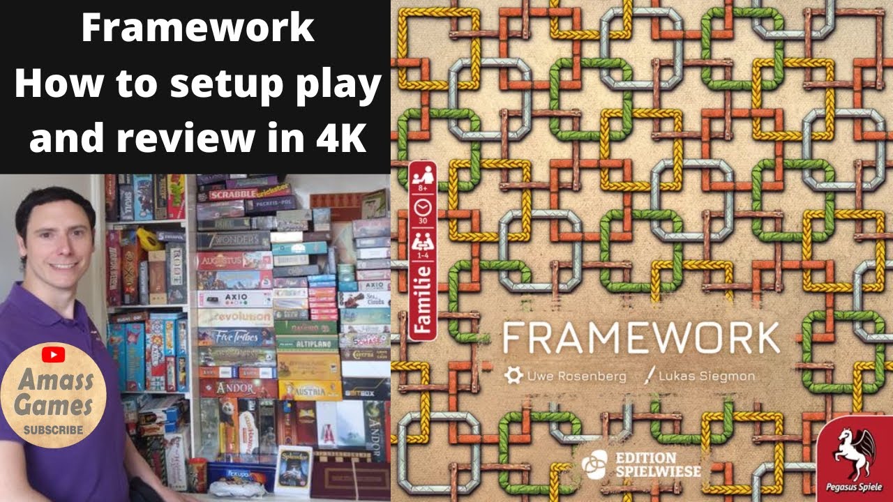 Framework Uwe Rosenberg abstract strategy board game - how to setup play and review by AmassGames *