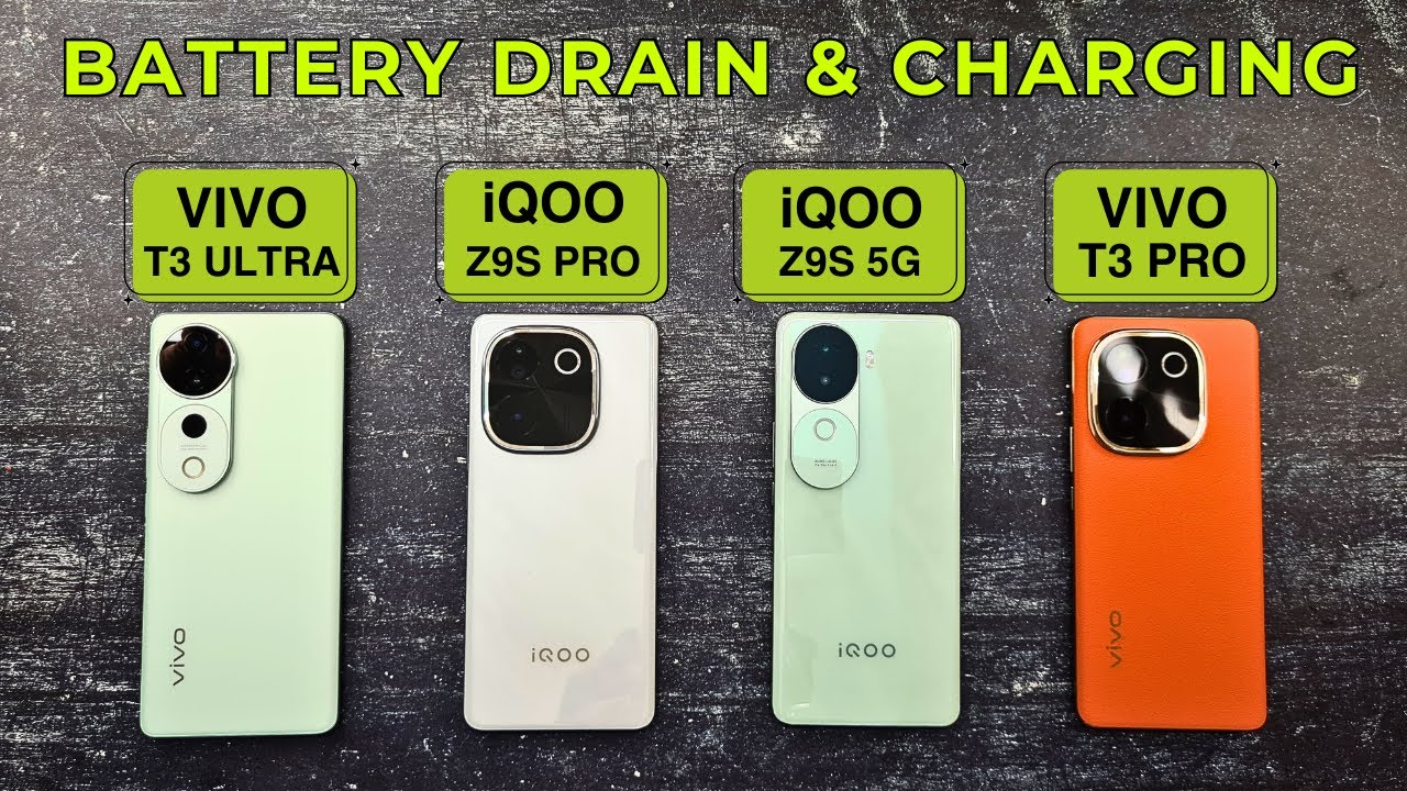 (5G) BATTERY Drain & CHARGING Test | VIVO T3 Ultra vs VIVO T3 Pro vs iQOO Z9s Pro vs iQOO Z9s 5G.