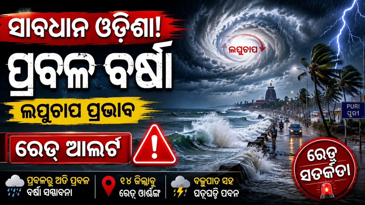 Odisha Rainfall Alert Today | Low Pressure Over Bay of Bengal | IMD Red Warning