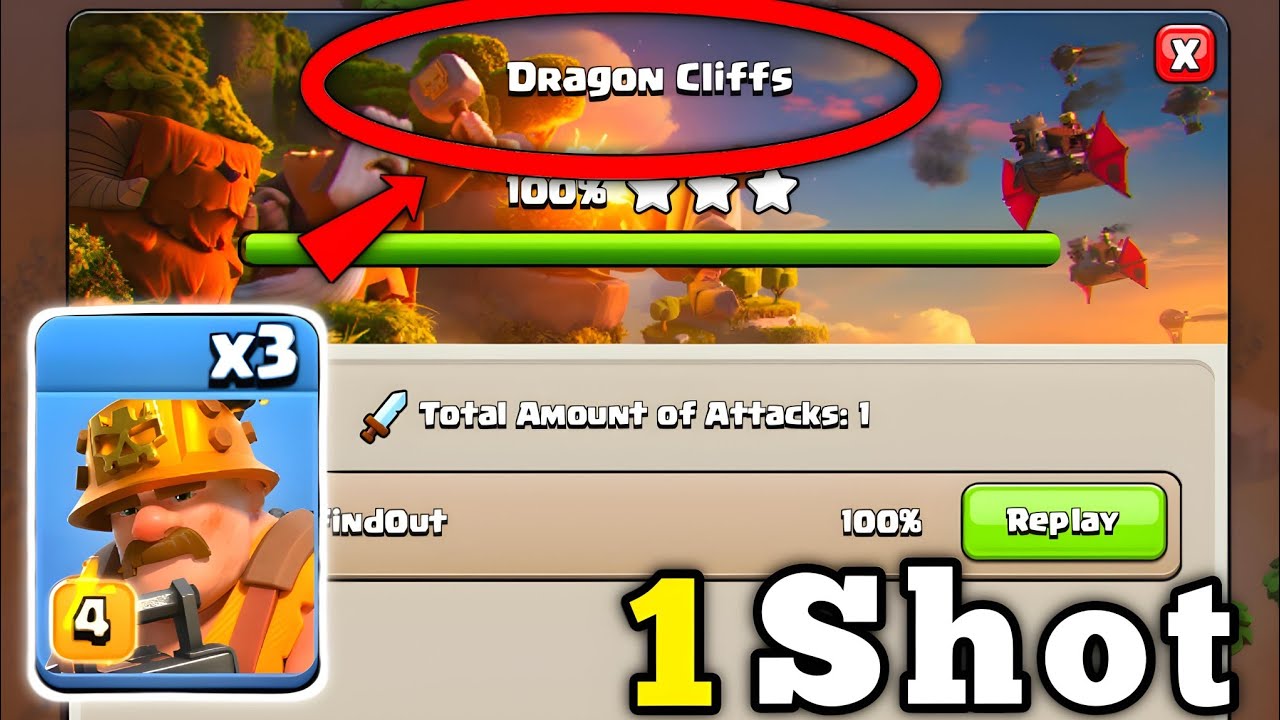 One Shot Dragon Cliff is Very Easy With This Strategy in Clan Capital