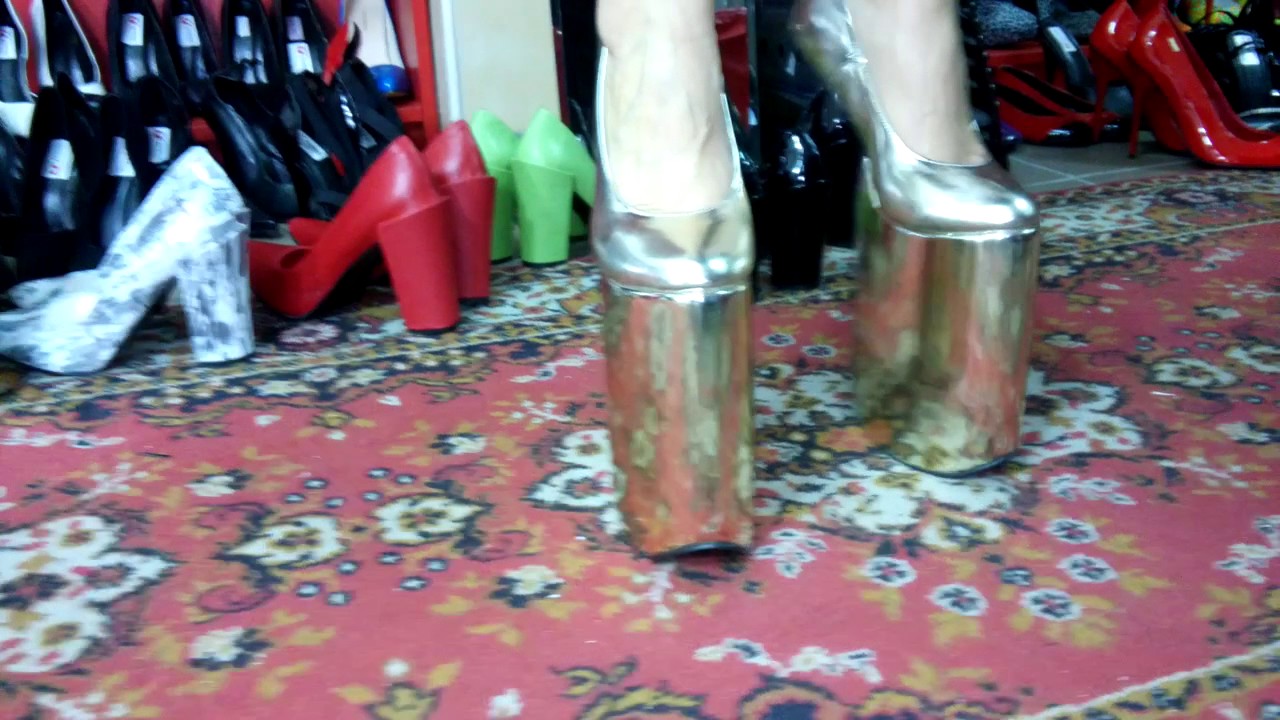 Pony Boots gold platform 20cm.NEW.Producer Bolingier Poland