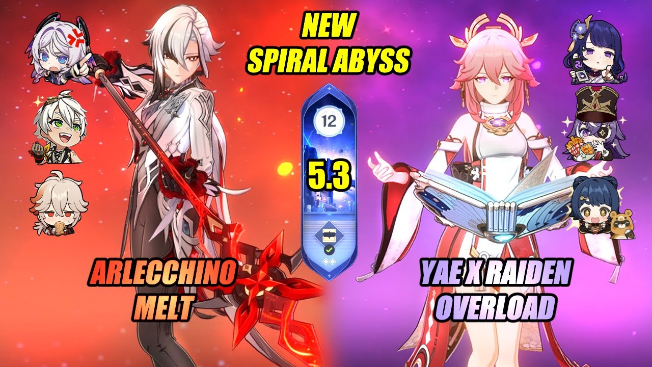 C0 Arlecchino melt | C0 Yae x C1 Raiden overload | Spiral abyss 5.3 | Genshin Impact