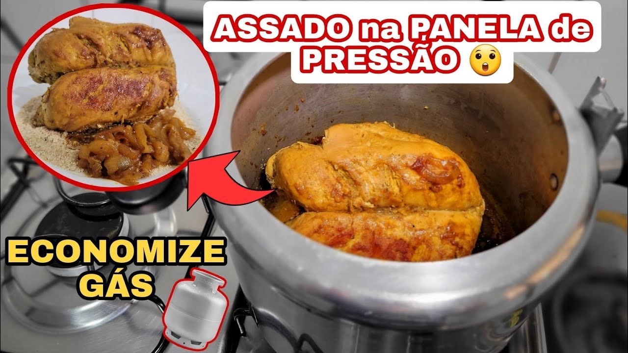 FICA IGUAL ASSADO no FORNO! 😋 PEITO de FRANGO ASSADO na PANELA de PRESSÃO! ECONOMIZE GÁS!