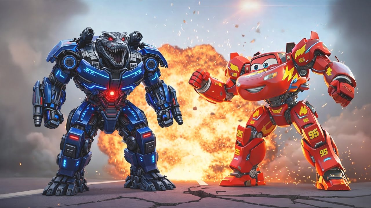 McQueen Battles the Giant Robot Crocodile — Ultimate Survival Fight! ⚔️🔥| Red Monster