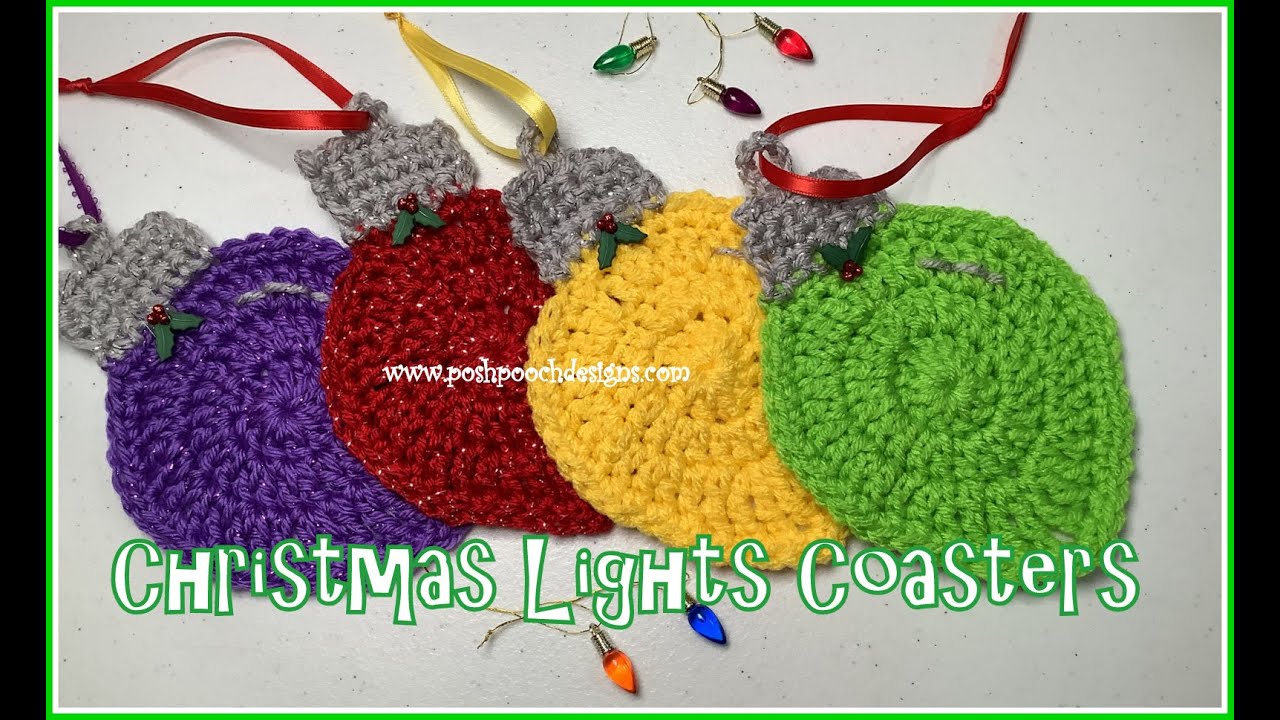 Learn To Crochet The Christmas Lights Coasters Crochet Pattern #crochet #christmas #ornaments