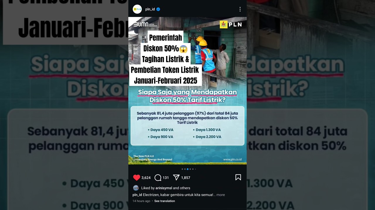 Pemerintah Diskon 50% tarif listrik Januari Februari 2025
