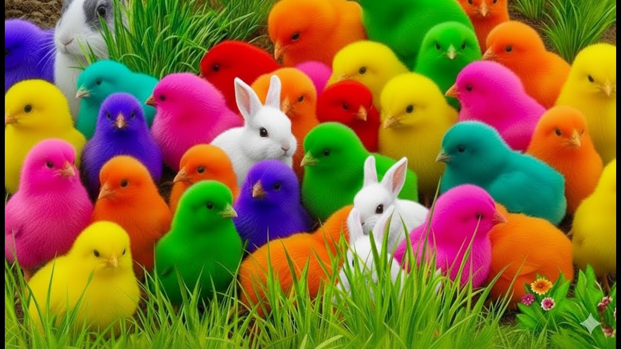 Ayam Lucu, ayam warna warni, ayam rainbow, kelinci lucu, bebek lucu, ikan koi, Hewan Lucu 🐤🌈