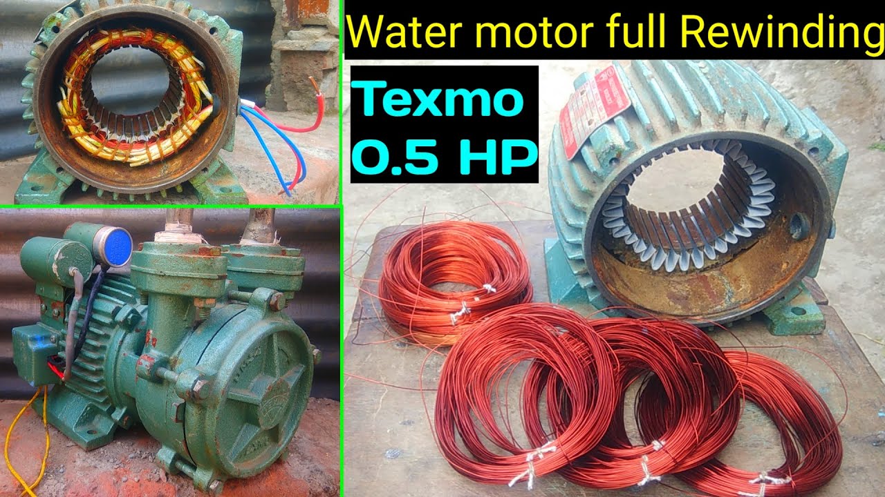 Texmo 0.5 HP मोटर फुल रीवाइंडिंग monobolck water pump repair