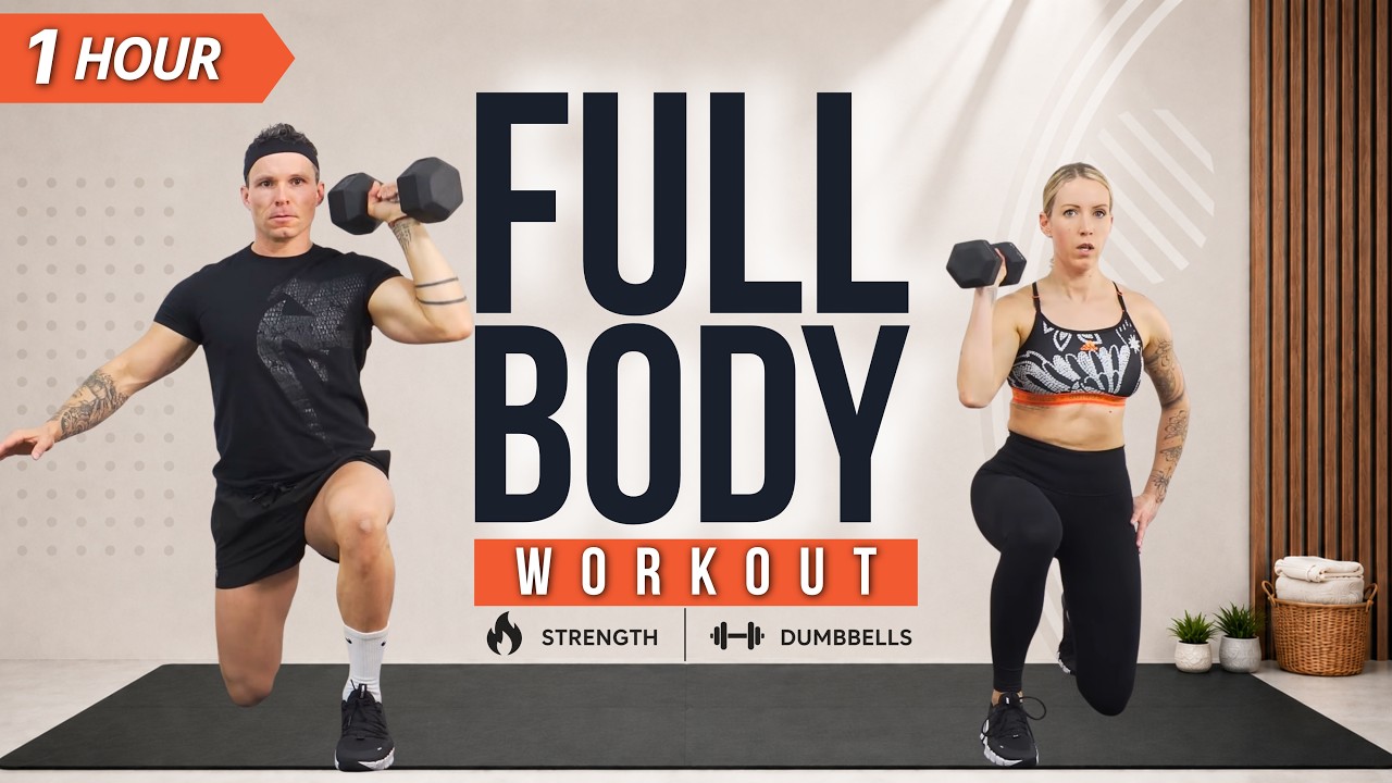 1 Hour FULL BODY DUMBBELL WORKOUT | Strength & Muscle Building | Warm Up + Cool Down