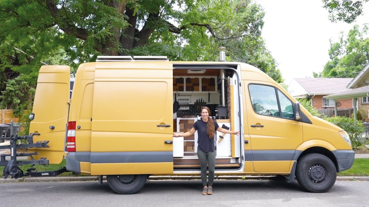 HER Incredible SOLO VAN CONVERSION | A Stunning WINTERISED MODERN TAKE on the CLASSIC Cabin CAMPER 🚐