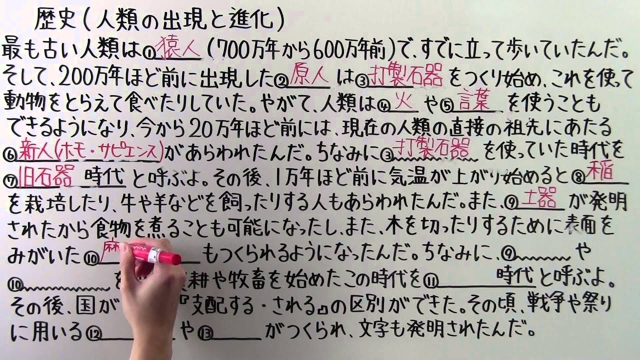【社会】歴史-1 人類の出現と進化