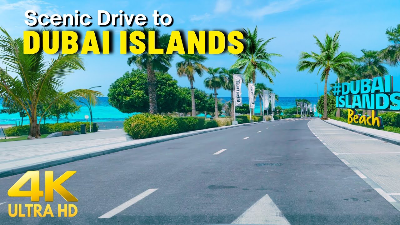 Dubai [4K] Iconic Drive: Stadium Metro Station to Dubai Islands Beach | 4K Ultra HD | Deira Islands