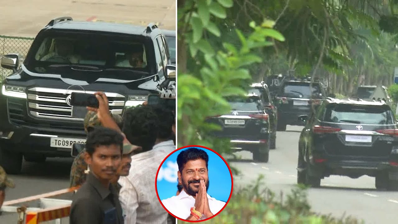Chief Minister Revanth Reddy Convoy In Vijayawada | Revanth Reddy High Security convoy |DistodayNews