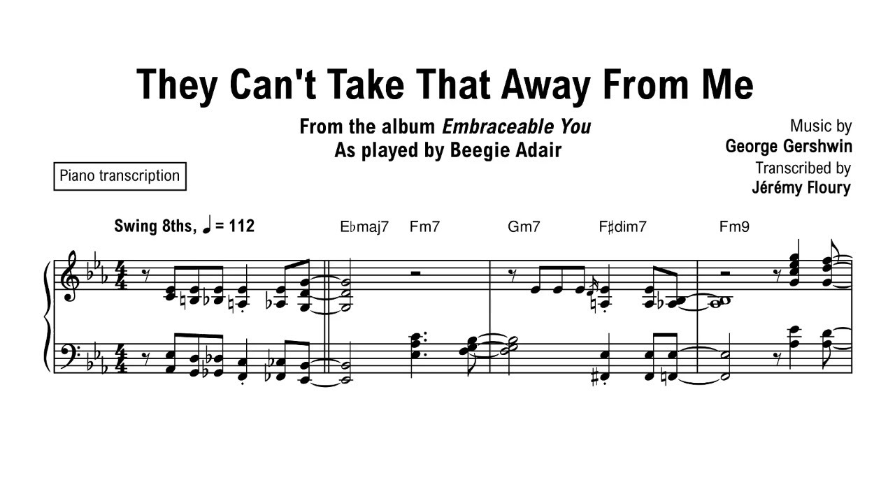 Beegie Adair - They Can't Take That Away From Me (Gershwin) - Piano transcription