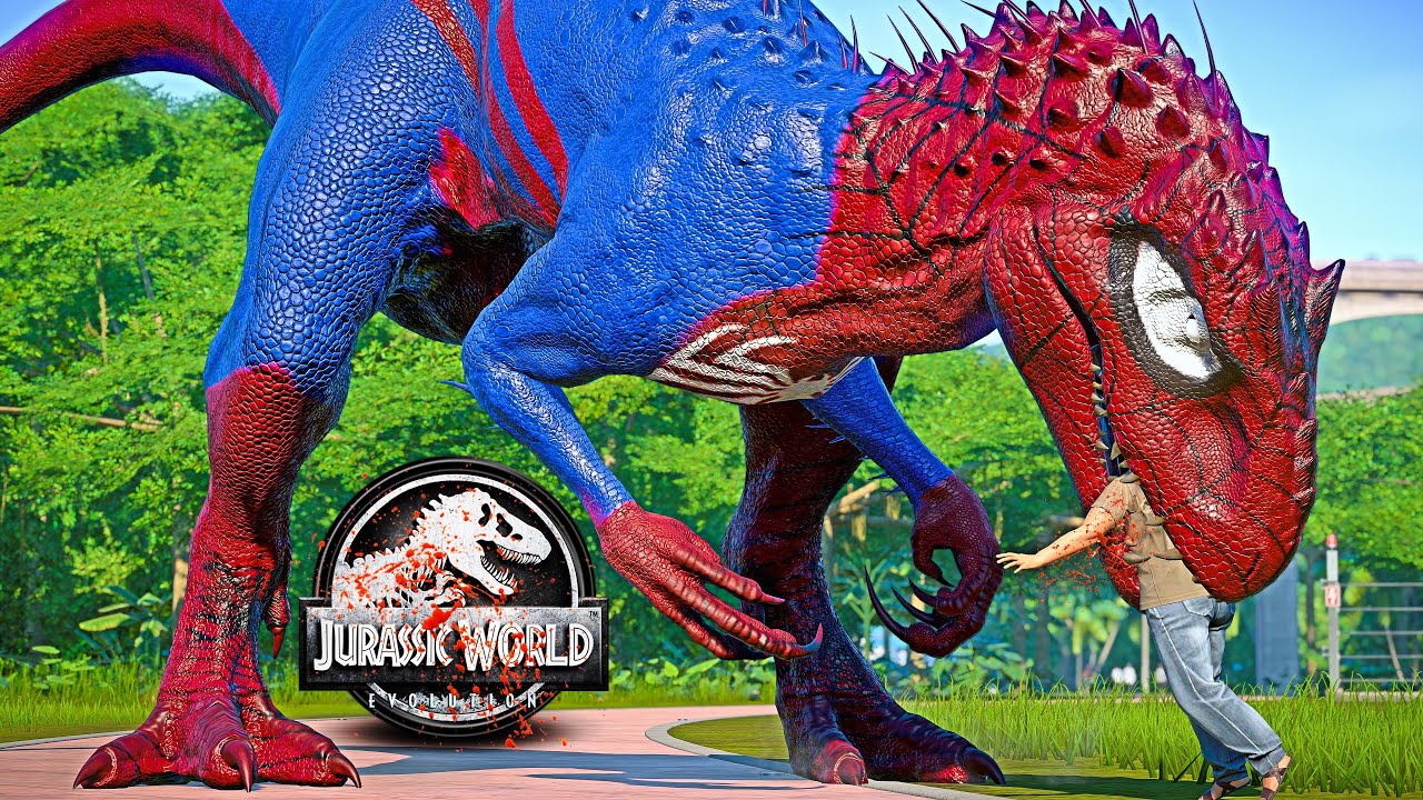 Spider-man I-REX vs T-REX, King Shark, Inspinedoraptor Dinosaurs Fight 🌍 JURASSIC WORLD EVOLUTION