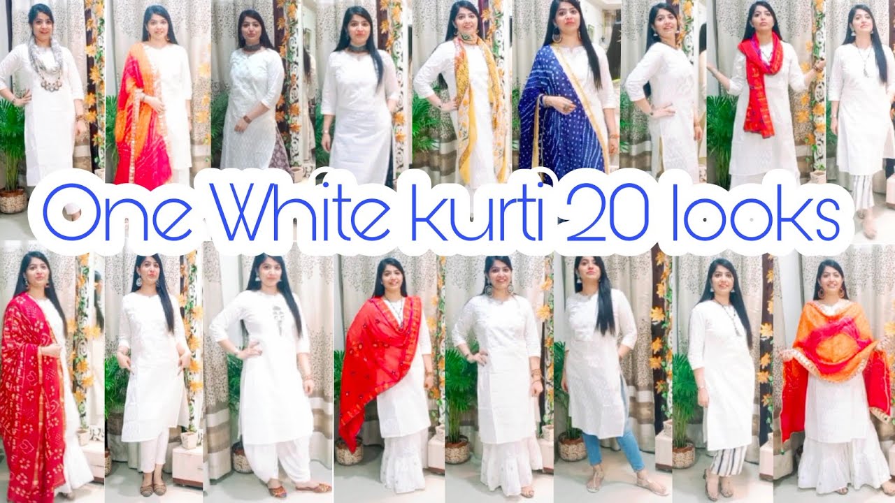 One white kurti 20 looks | Create many looks with one white kurti@fashionfusions #stylewhitekurta