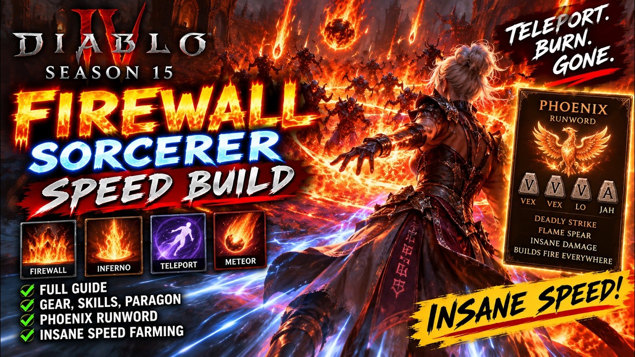 Быстрая сборка для чародея с умением &laquo;Брандмауэр&raquo; в 15 сезоне Diablo 4! 🔥 Полное руководство + ру...
