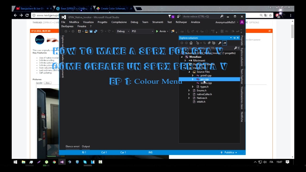 HOW TO MAKE MOD MENU(SPRX) FOR GTA V Ep1:Colour Menu