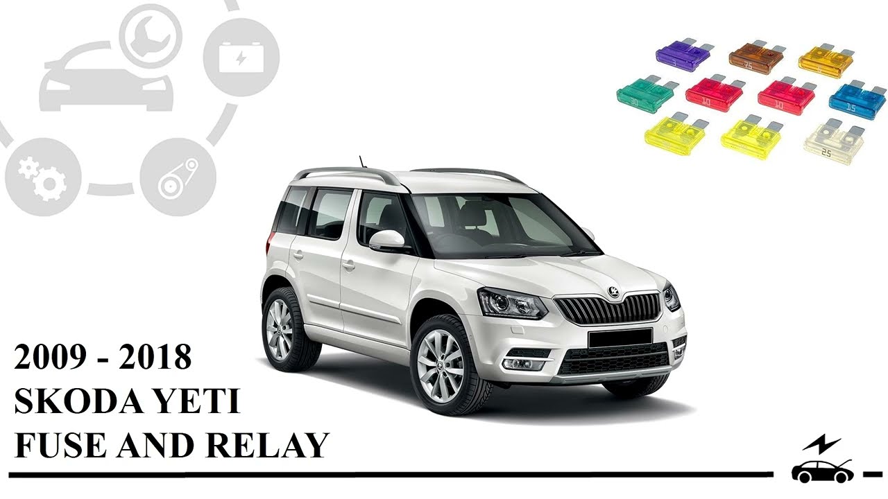 Схема блока предохранителей Skoda Yeti и реле с их назначением и расположением