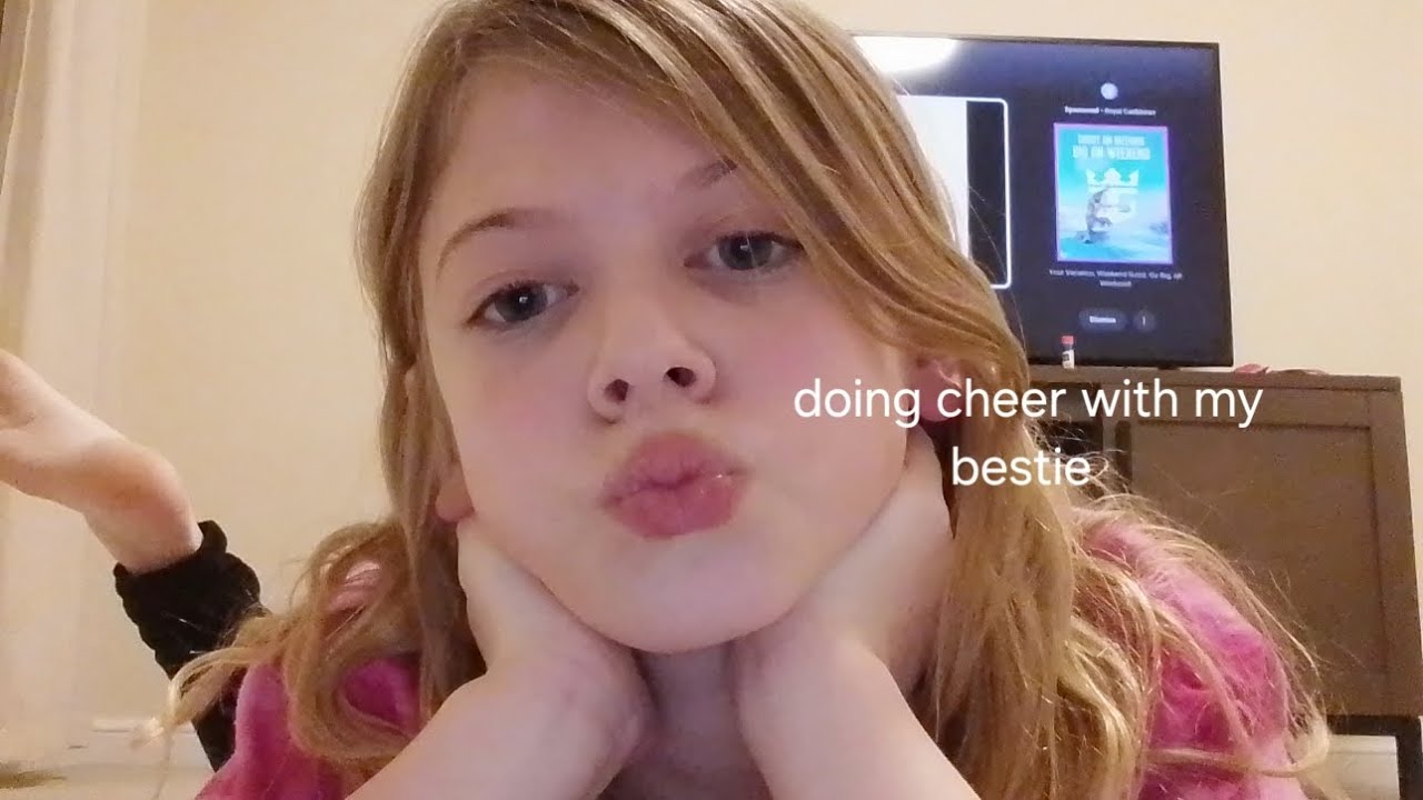 Doing cheer with my bestie 