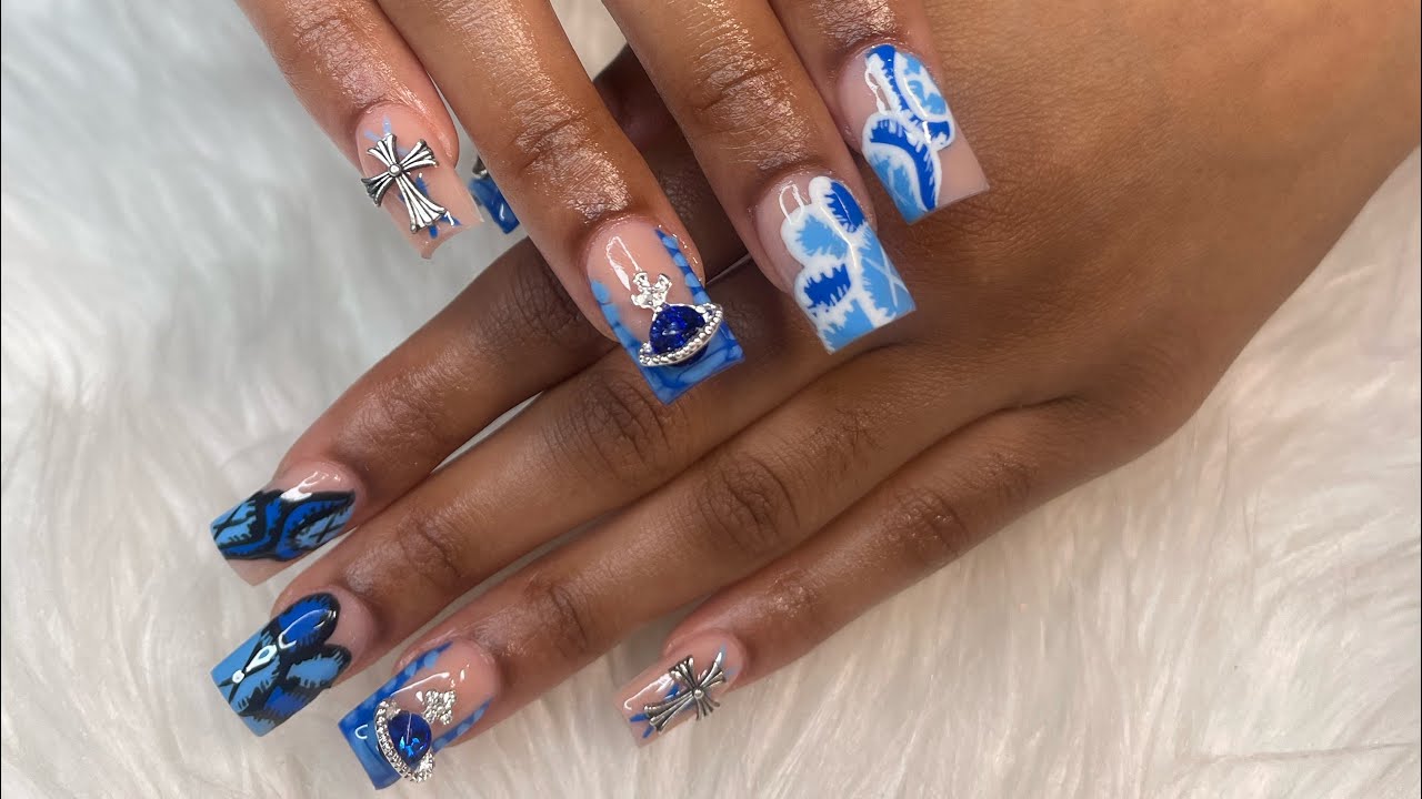 Watch me work : KAWS nail art | Acrylic Nail Tutorial for Beginners