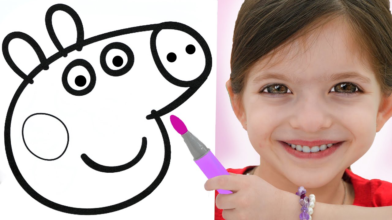 Adel is Coloring Peppa Pig Family | Best Learning Video for Toddlers
