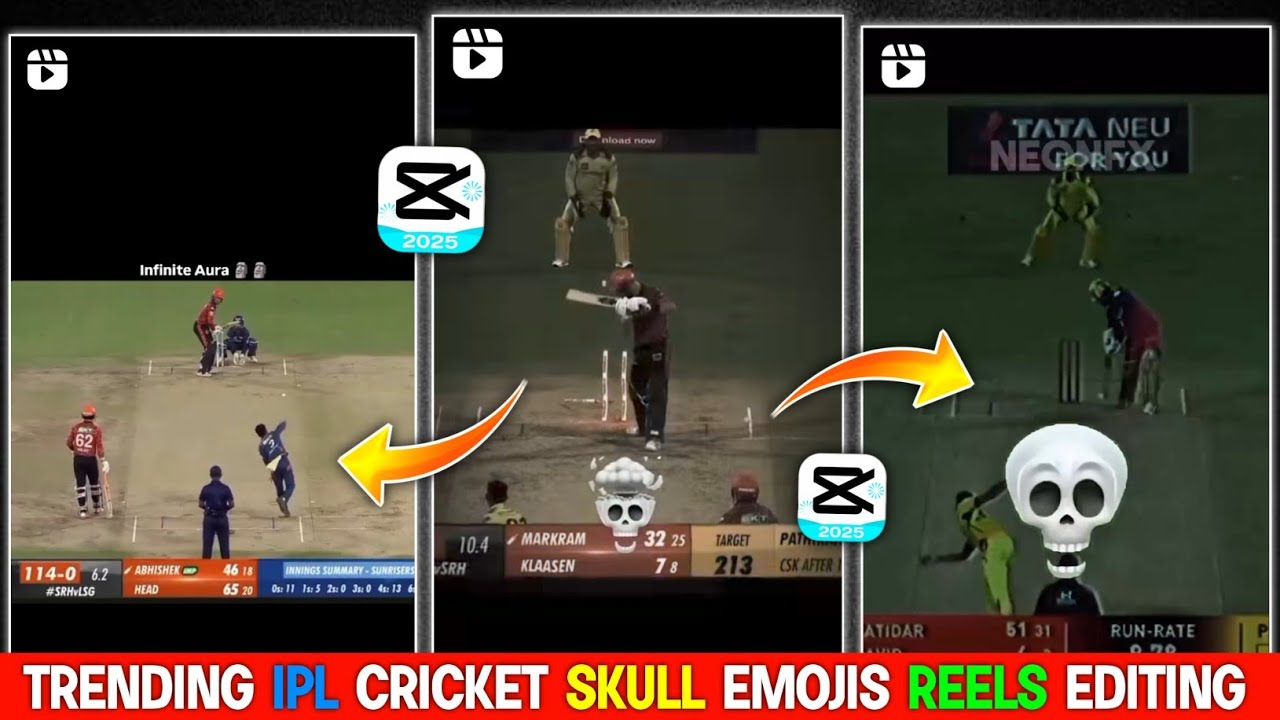 Cricket Match Reels Editing Kaise Kare || IPL Match Skull Emojis Reels Editing Tutorial || IPL Match